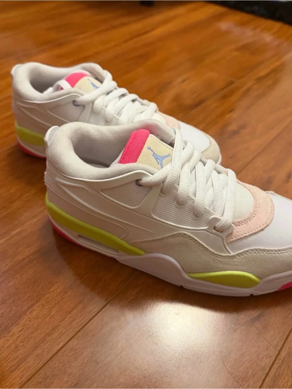 Nike Women's White Sneakers with Pink & Neon Yellow Accents